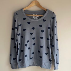 NWT Chaser Blue Hearts Lounge Pullover Top Small